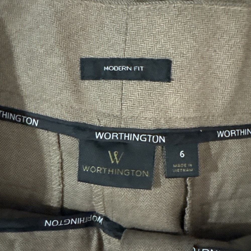 Worthington Dress Pants Womens 6 (31 X 32.5) Modern Fit Slacks Herringbone Brown - Picture 5 of 12